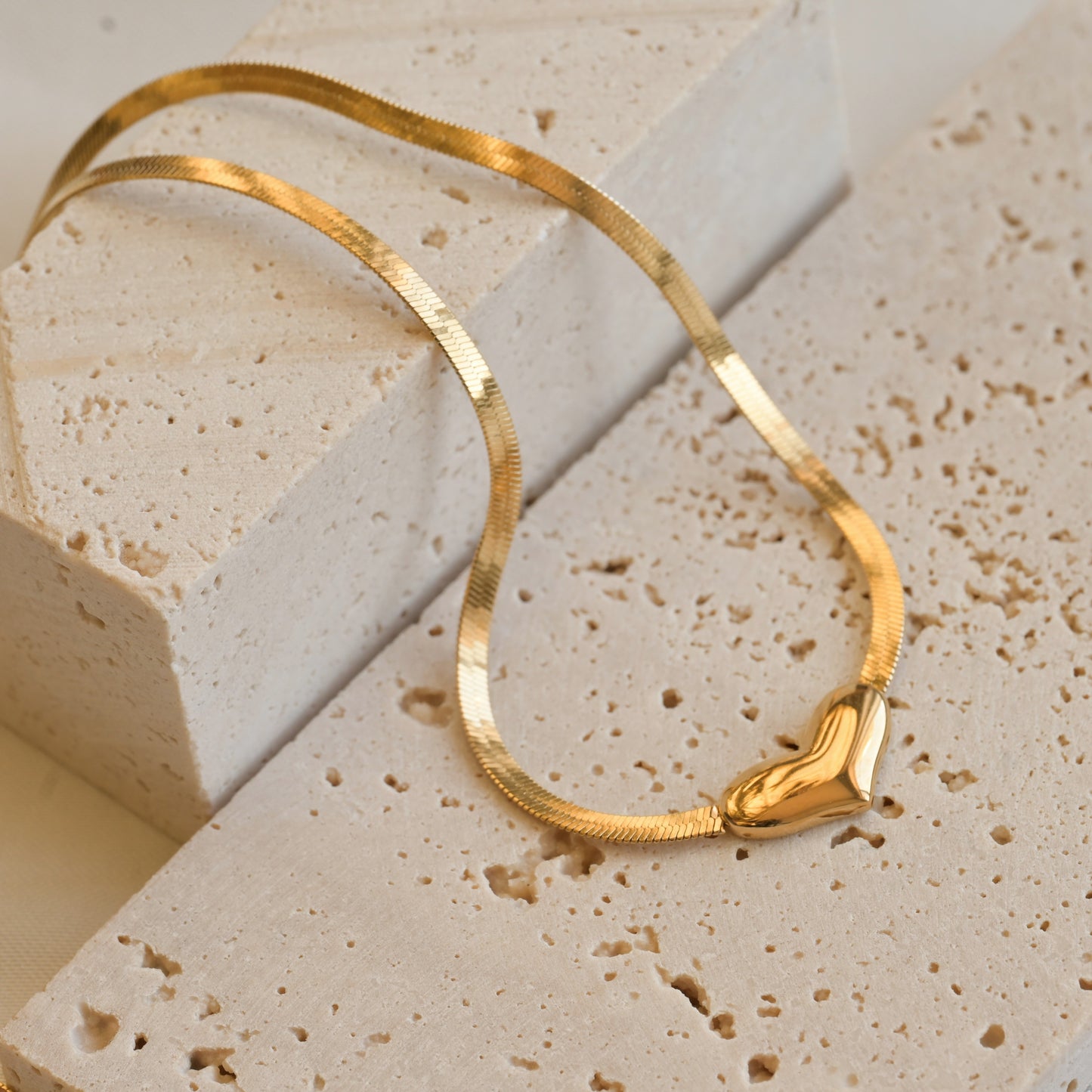 Small Herringbone Heart Necklace