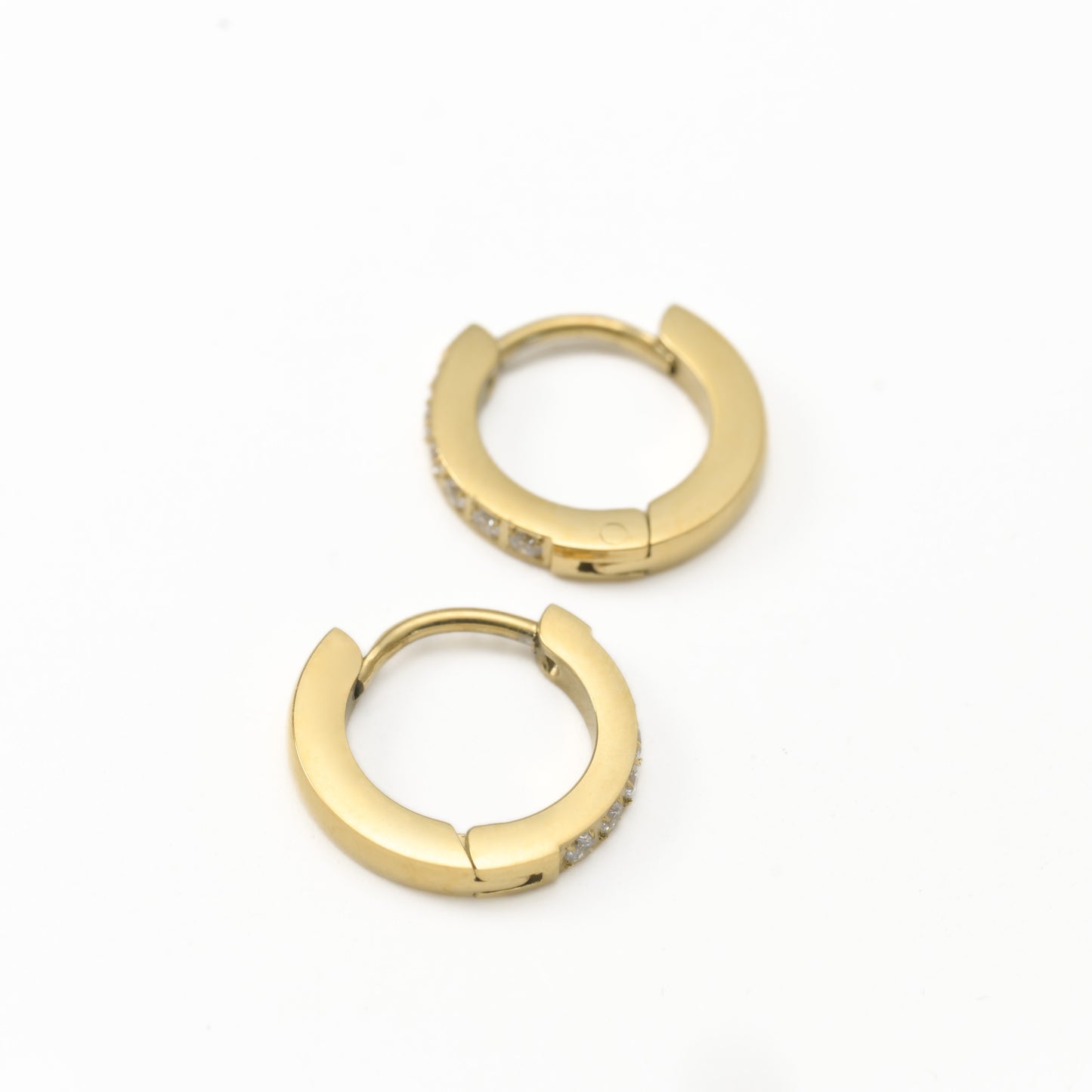 Flat Pave Diamond Hoops