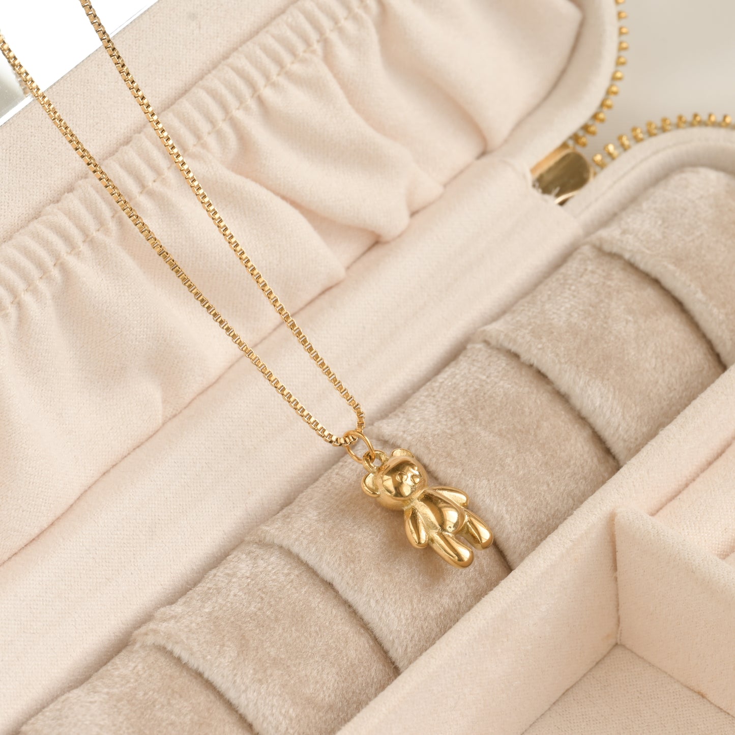 Gold Teddy Bear Necklace - Stainless Steel