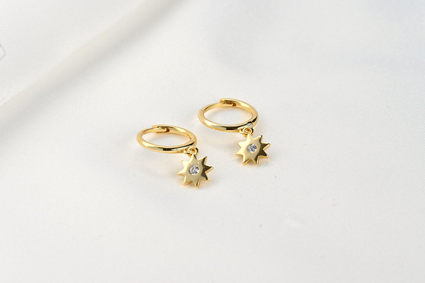 Silver Diamond Charm Hoops