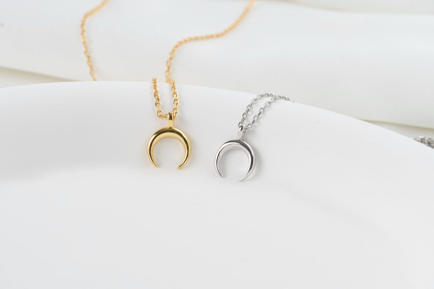 Silver Crescent Necklace