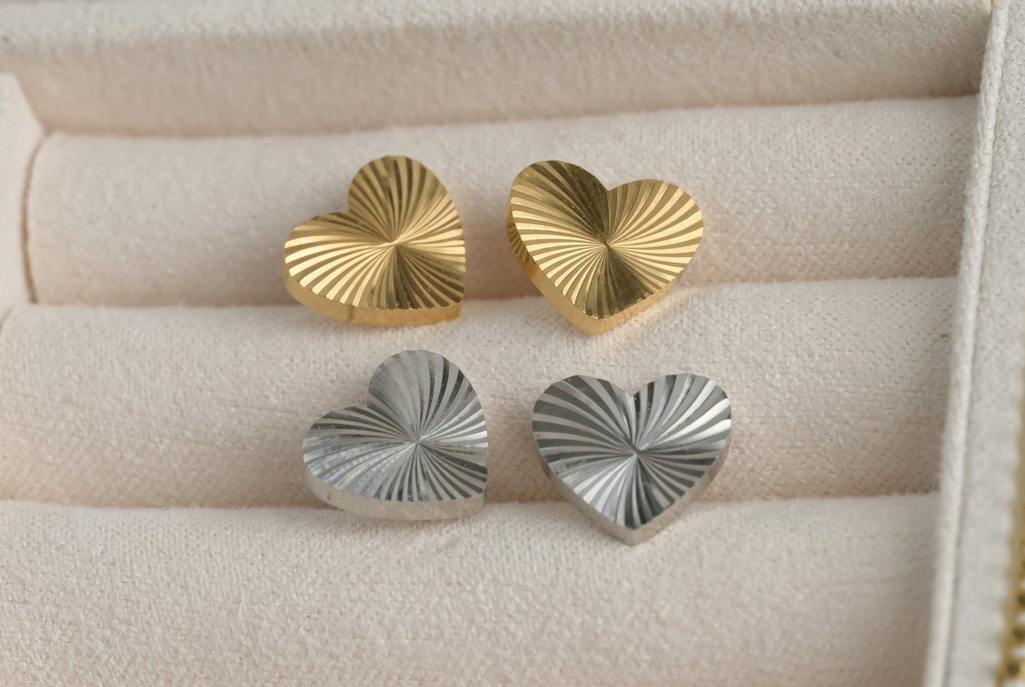 Sun Burst Heart Studs