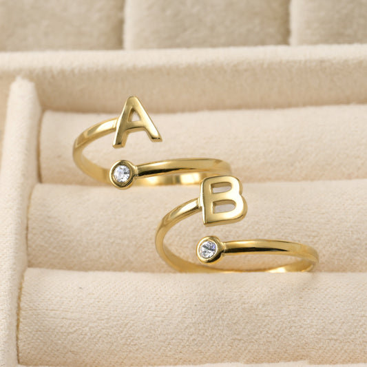 Open Initial Bezel Ring