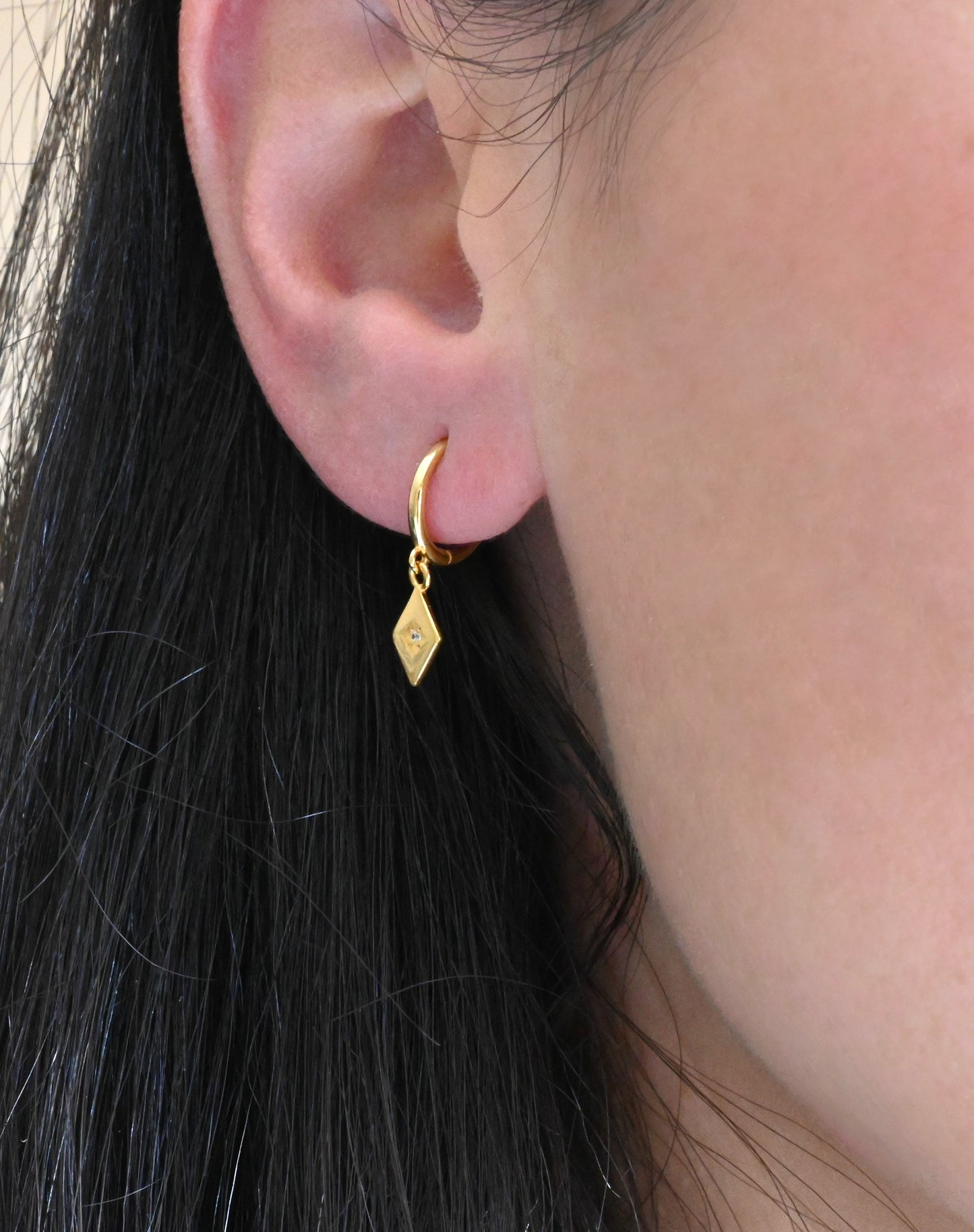 Silver Diamond Charm Hoops