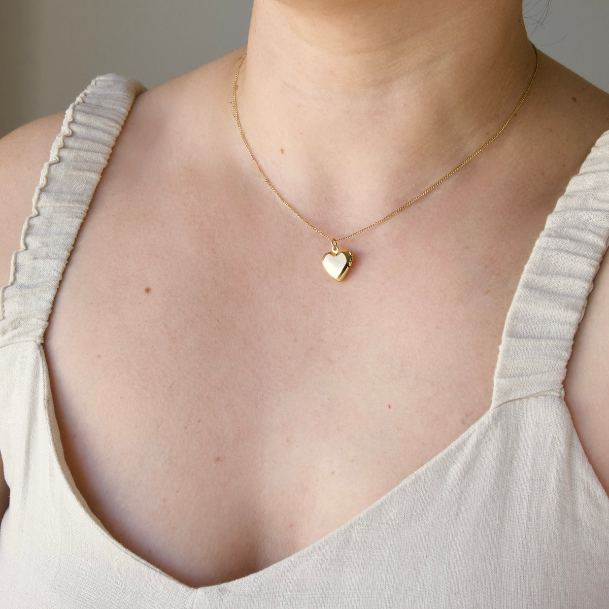 Small Heart Locket Necklace - High-Polish Stainless Steel