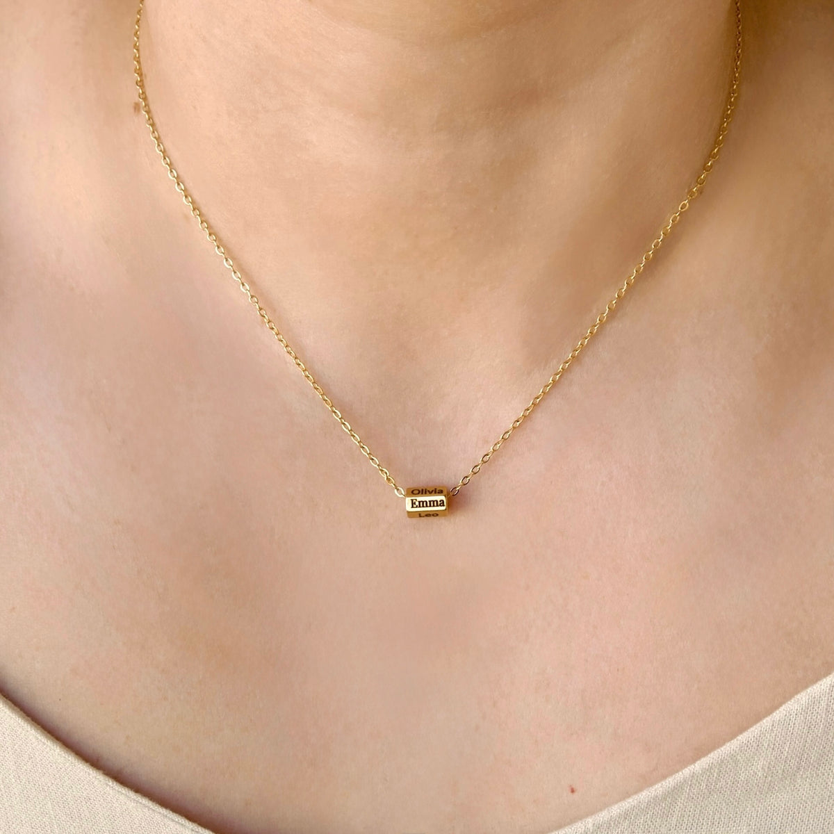Hexagon Bar Name Necklace - Engraved Waterproof Stainless Steel