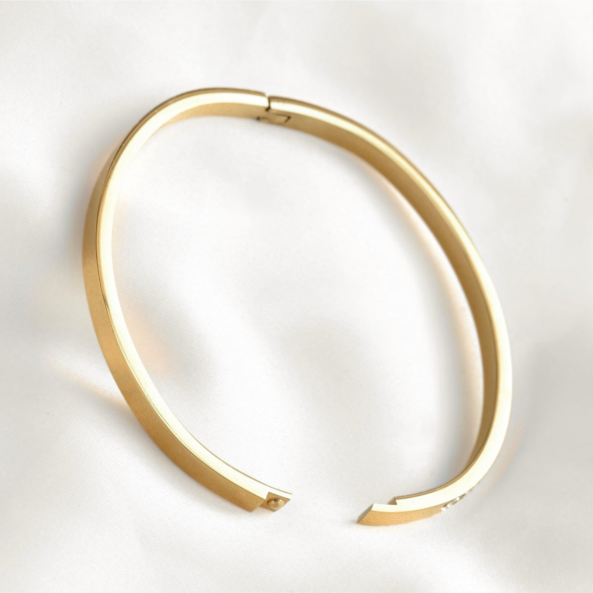 Mixed Motif Gold Hinged Bangle Set - Stainless Steel