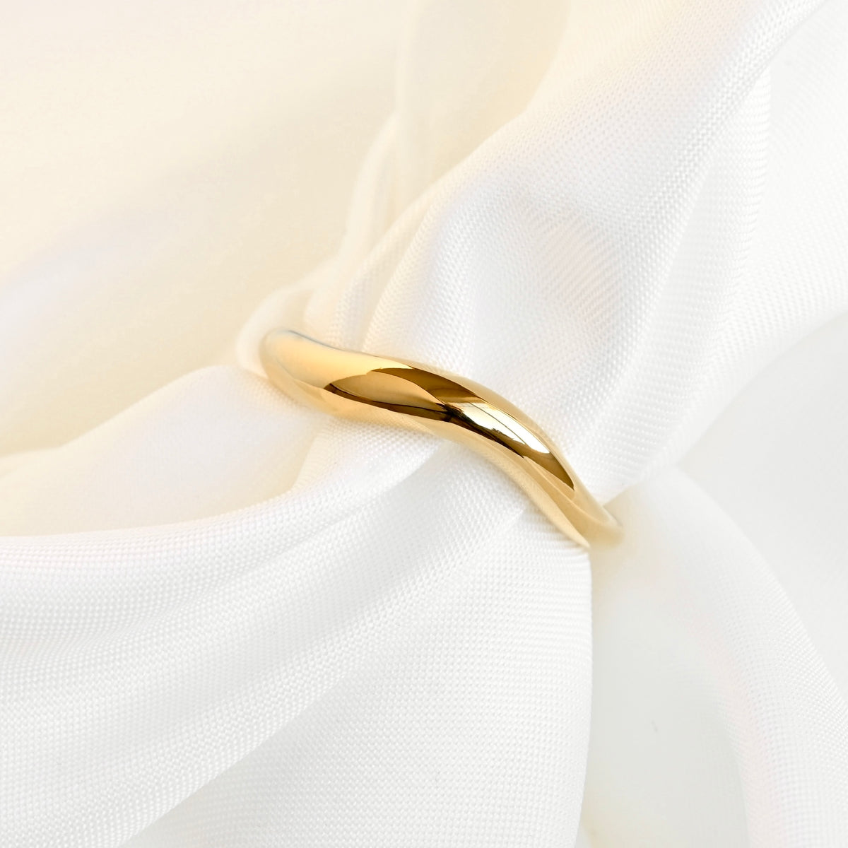 Bague empilable Organic Slim Wave - Acier inoxydable