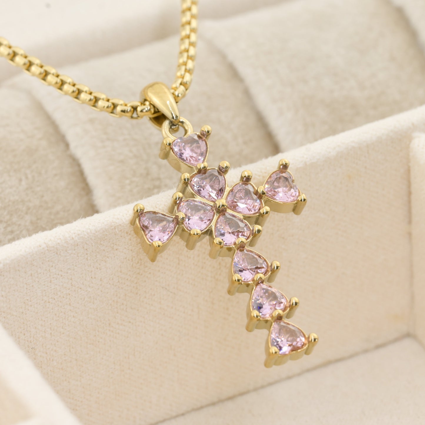 Long Diamond Cross Necklace