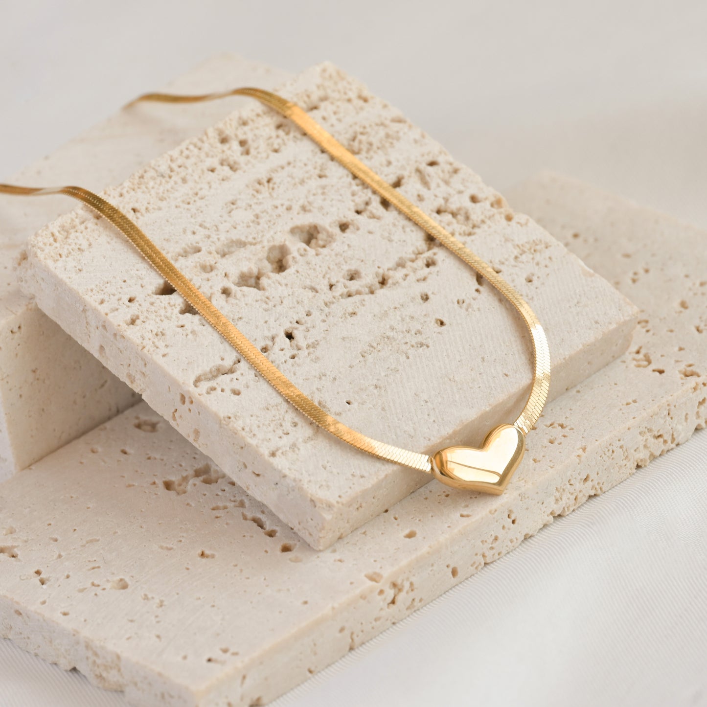 Small Herringbone Heart Necklace