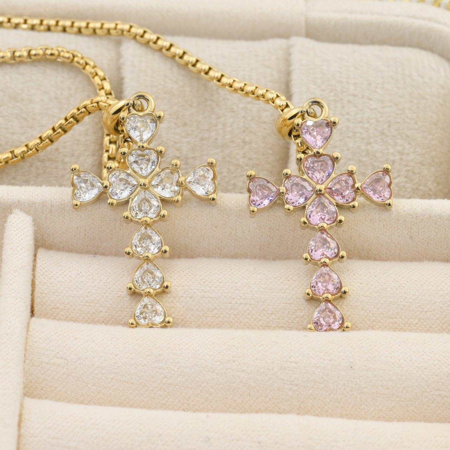 Long Diamond Cross Necklace