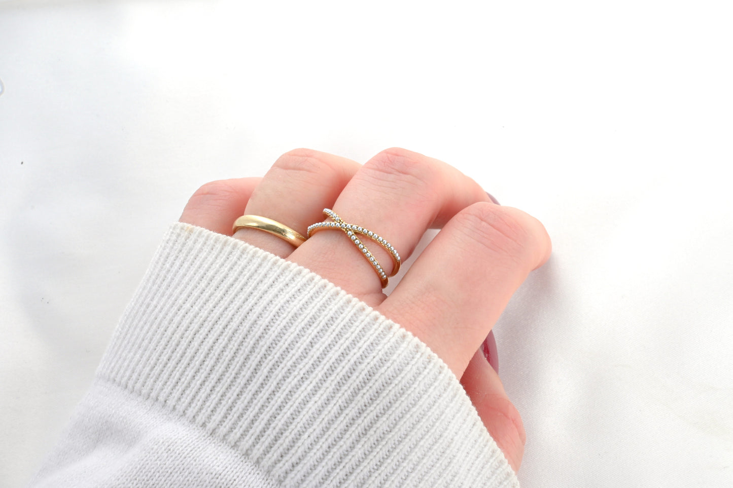 Pave Pearl Criss Cross Ring