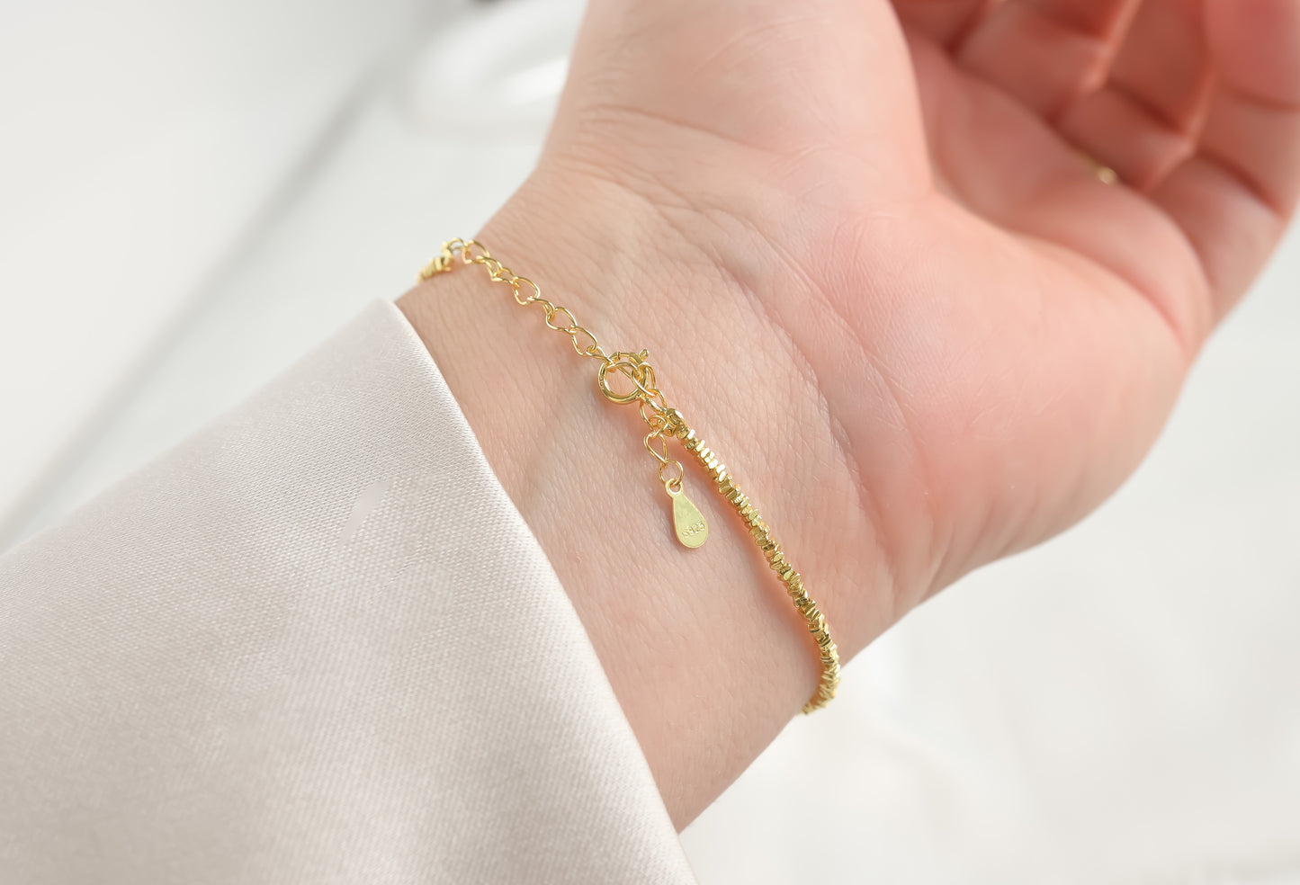 Solid Silver Bead Bracelet