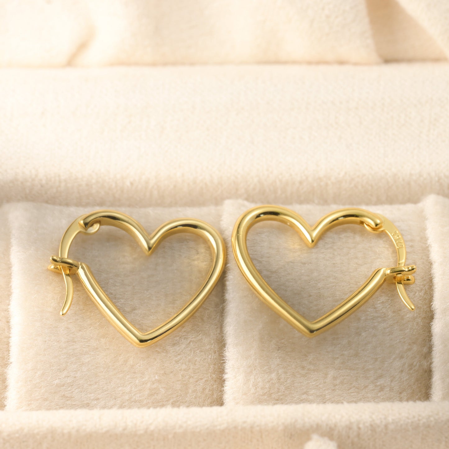 Sterling Silver Medium Sideways Heart Hoops