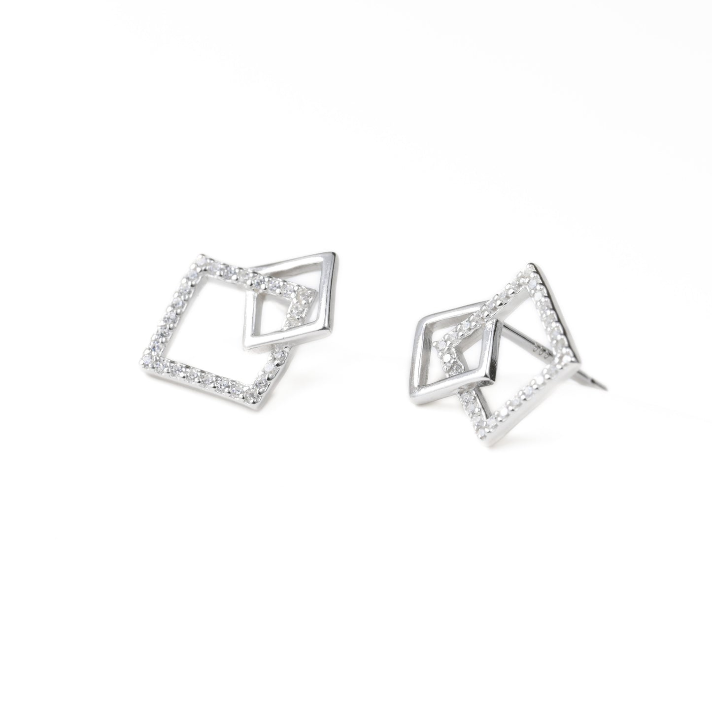 Silver Square Link Studs