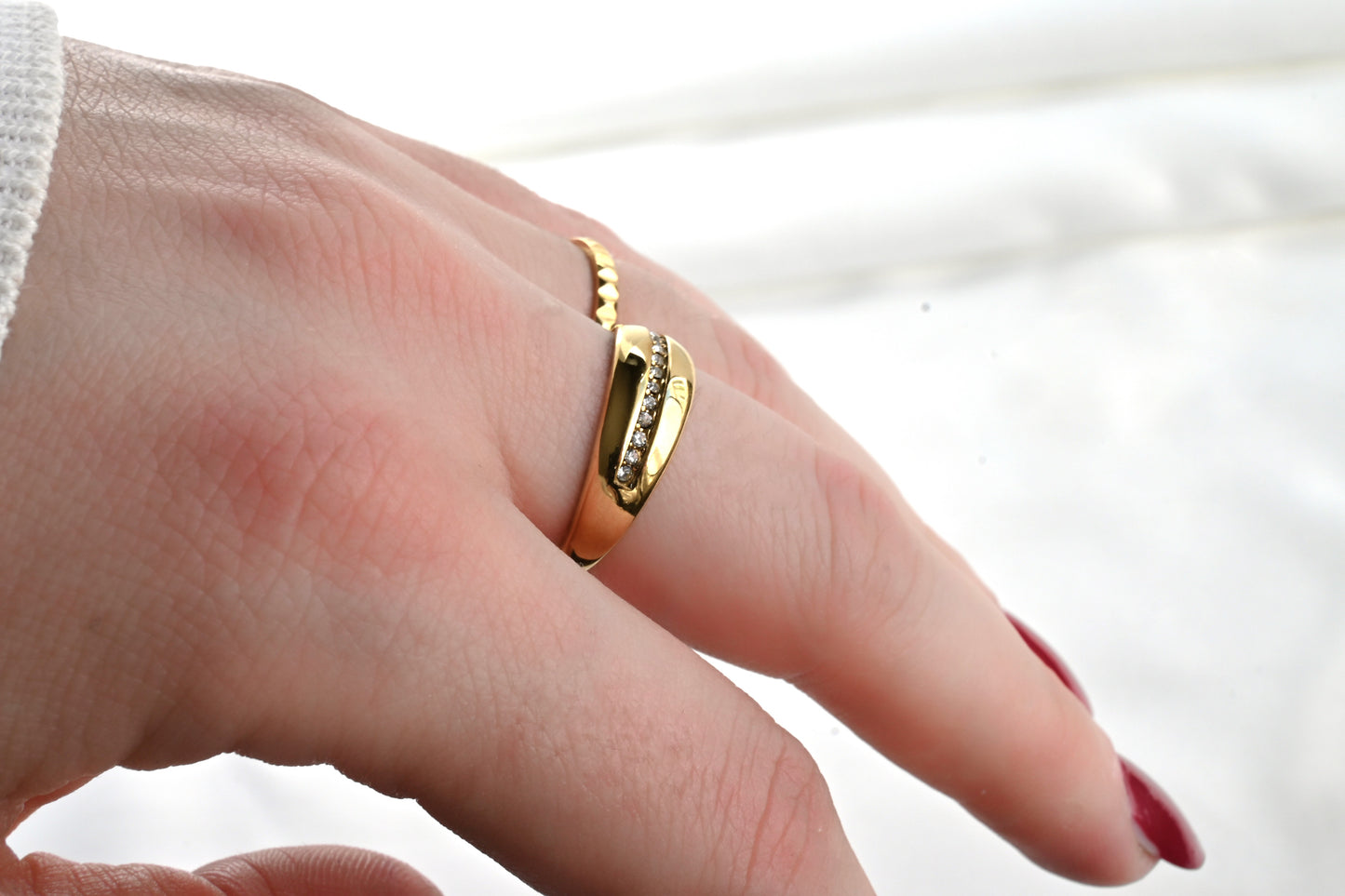 Diamond Line Dome Ring