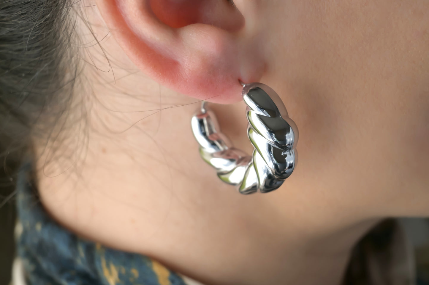 Oversized Puffed Croissant Hoops