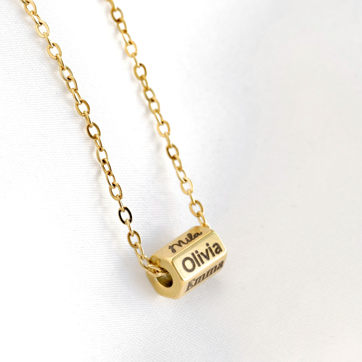 Hexagon Bar Name Necklace - Engraved Waterproof Stainless Steel