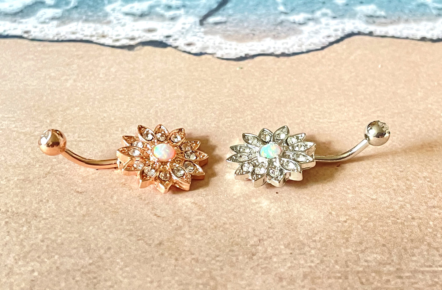 Floral Opal Belly Ring