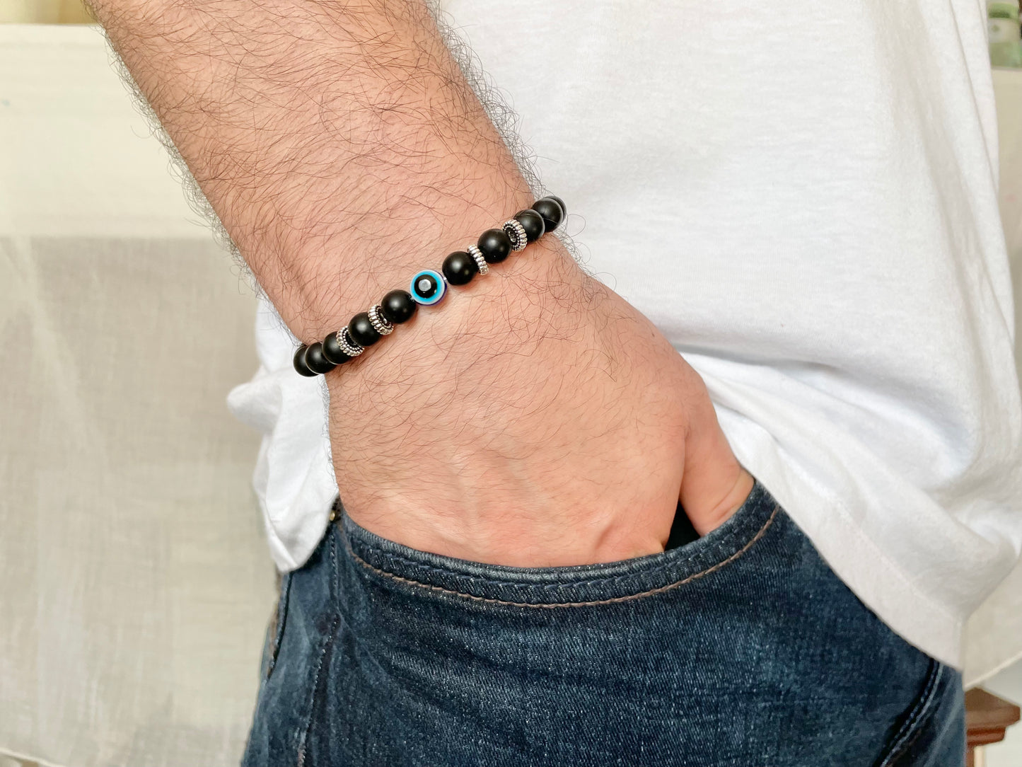 Evil Eye Natural Stone Bracelet