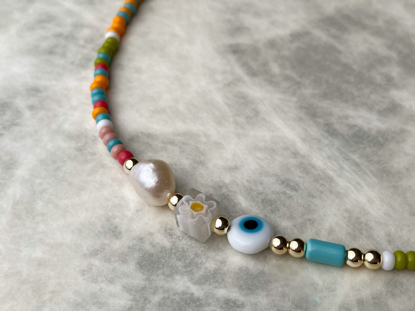 Evil Eye Pearl Choker