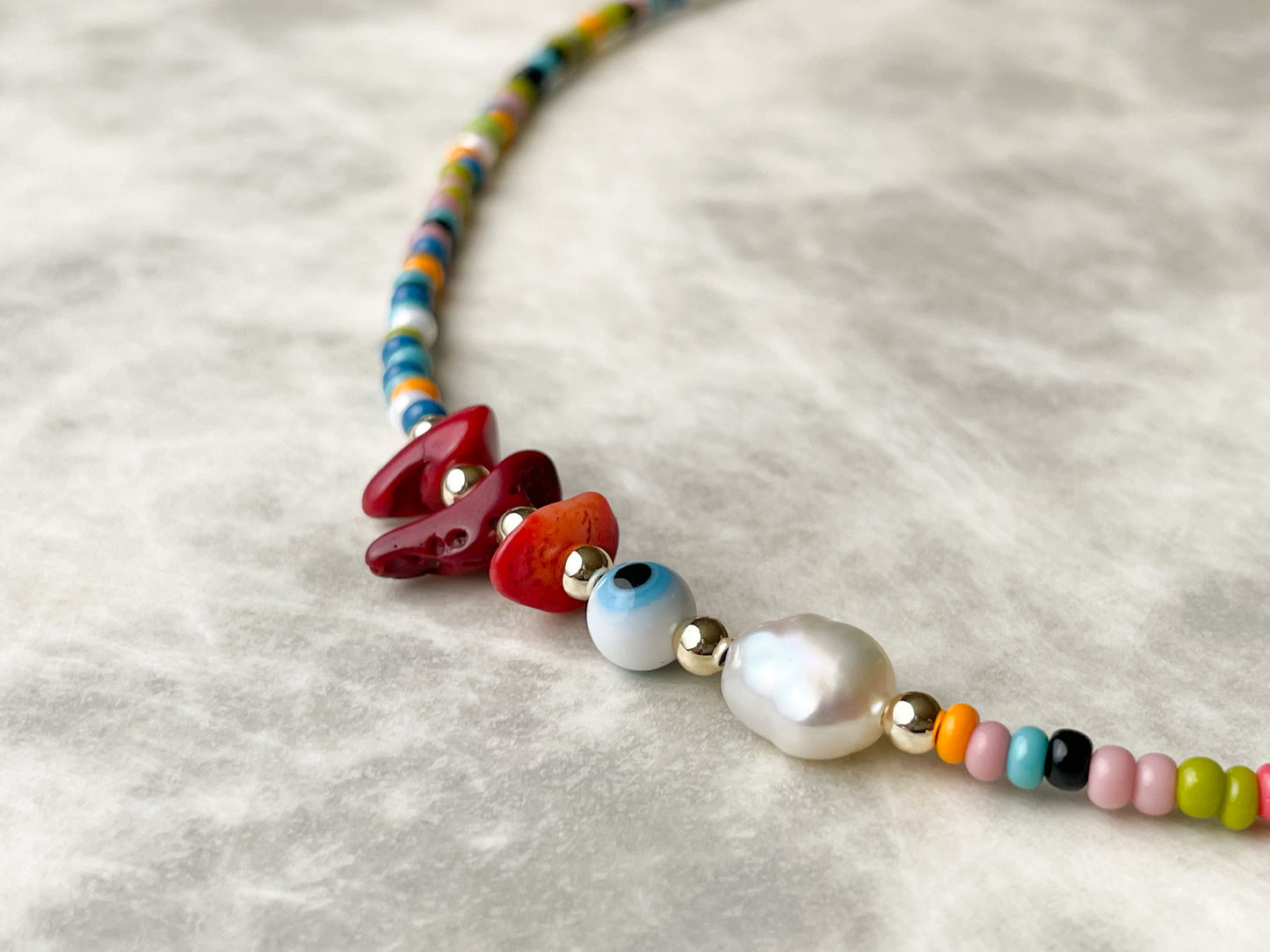 Evil Eye Pearl Choker