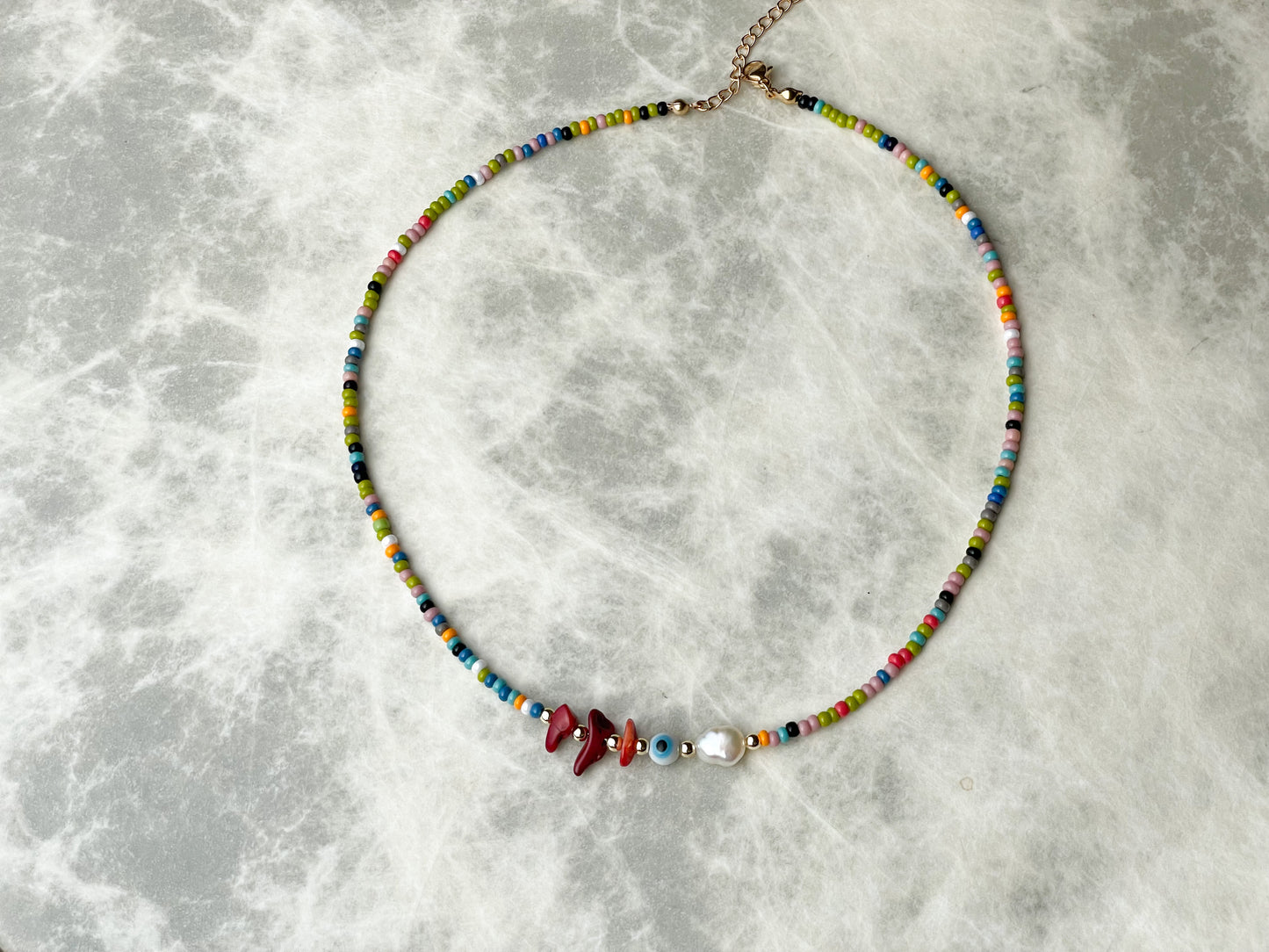 Evil Eye Pearl Choker