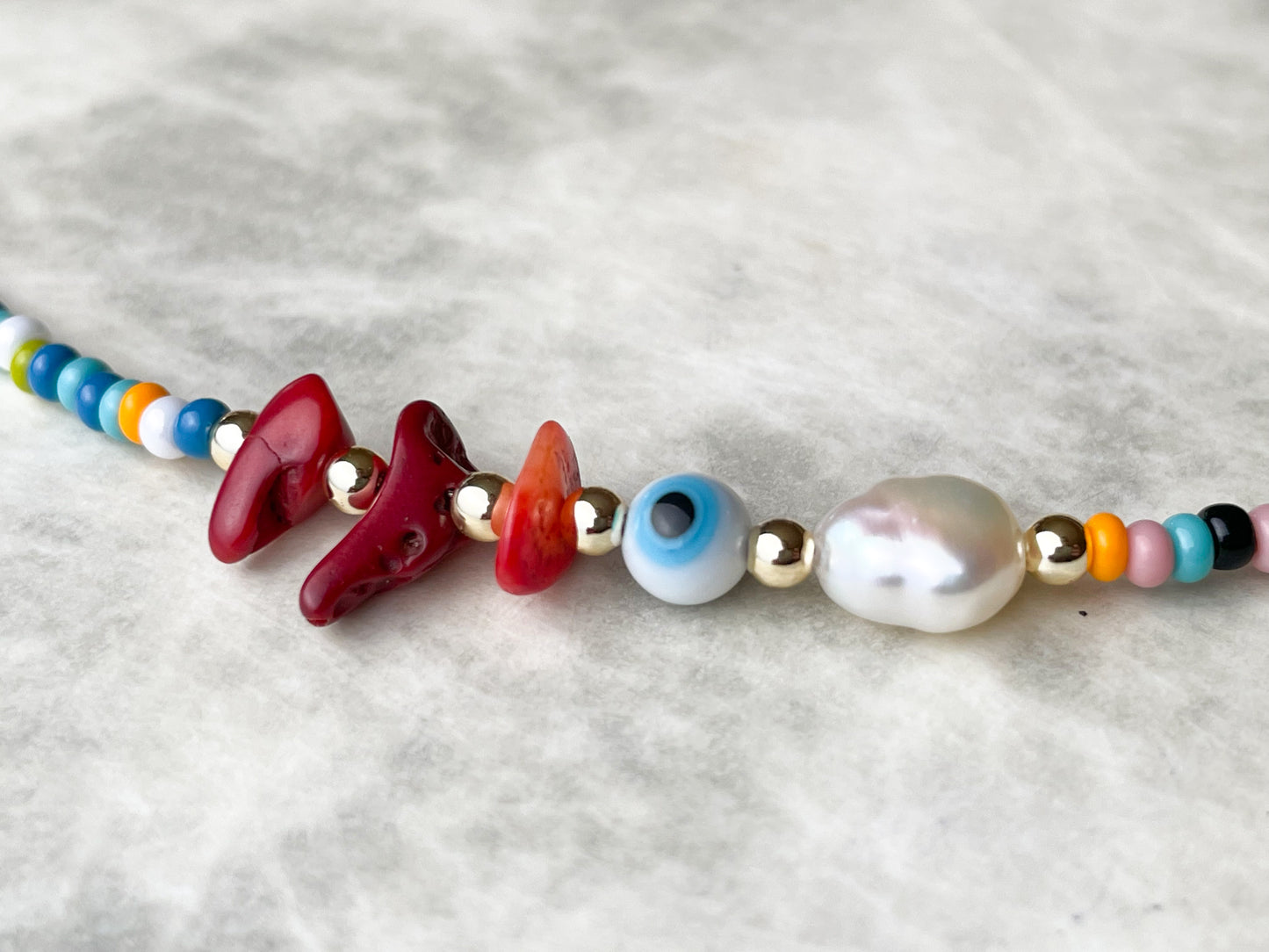 Evil Eye Pearl Choker