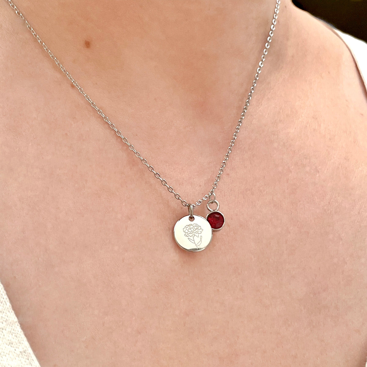 Collier Personnalisé Fleur de Naissance - Acier Inoxydable Inaltérable