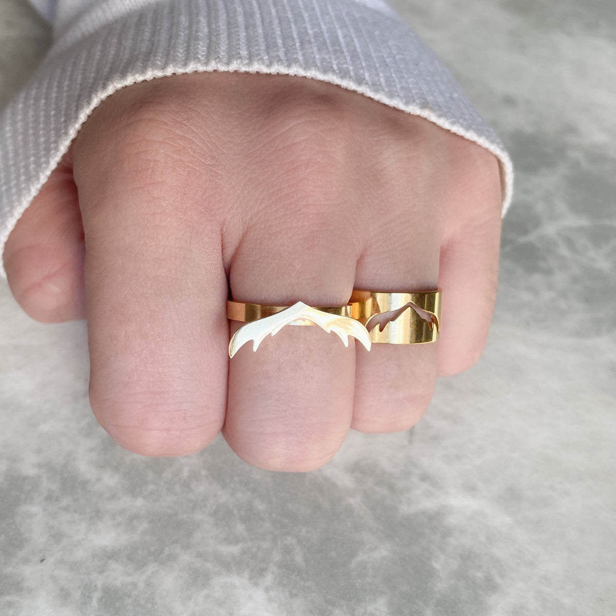 Antlers Ring Set, Deer Antler Couple Rings, Stainless Steel, Waterproof