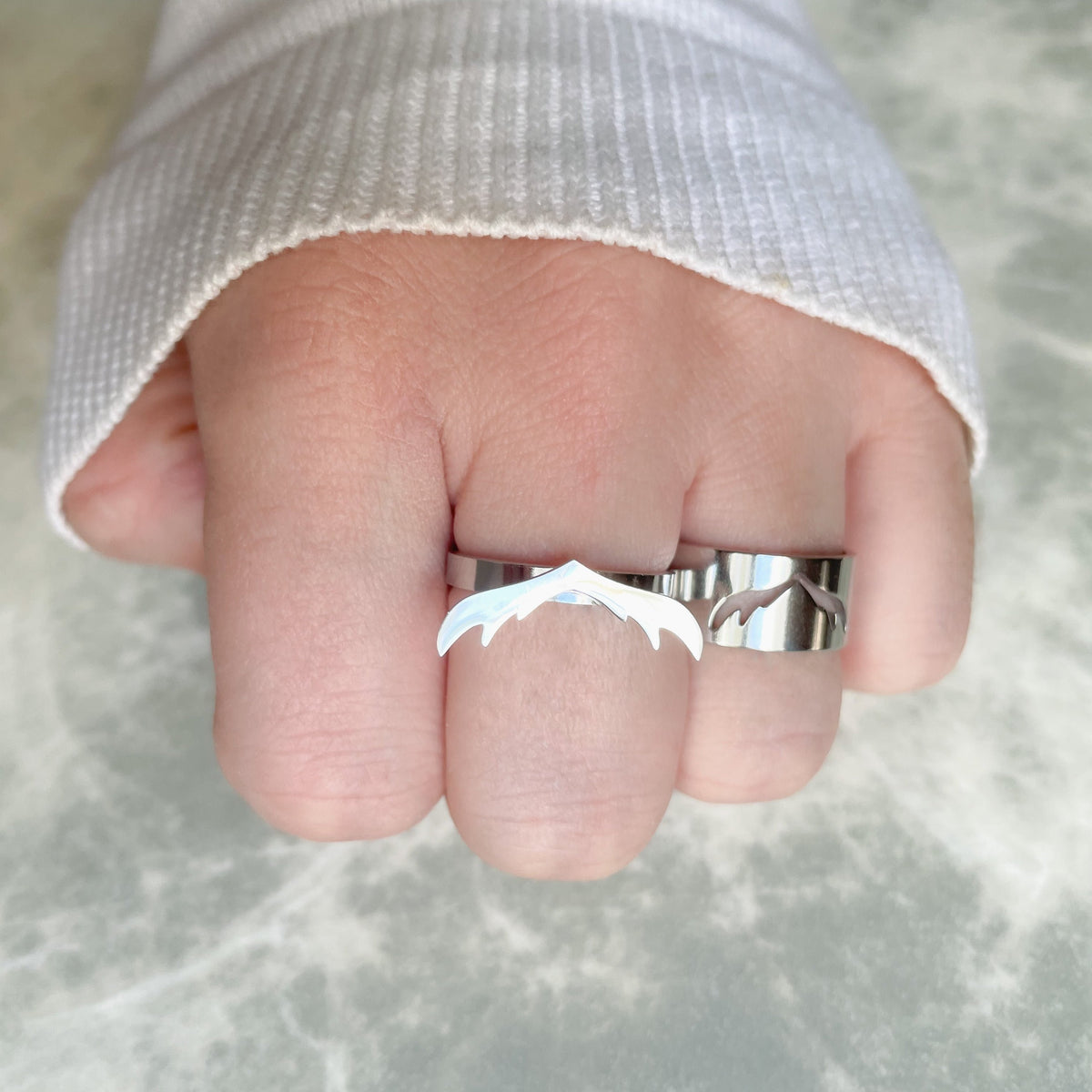 Antlers Ring Set, Deer Antler Couple Rings, Stainless Steel, Waterproof
