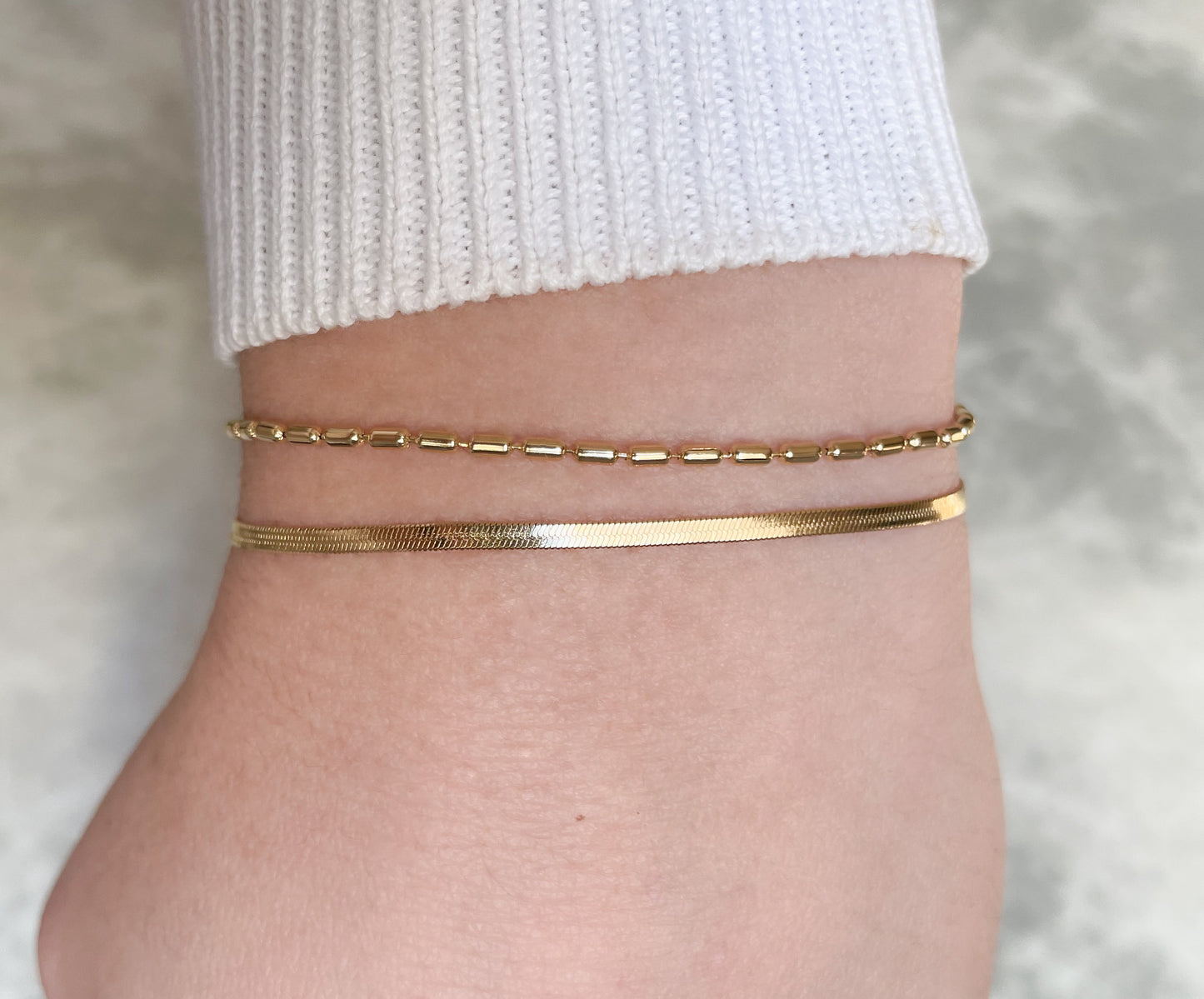 Duo Chain Herringbone Bracelet
