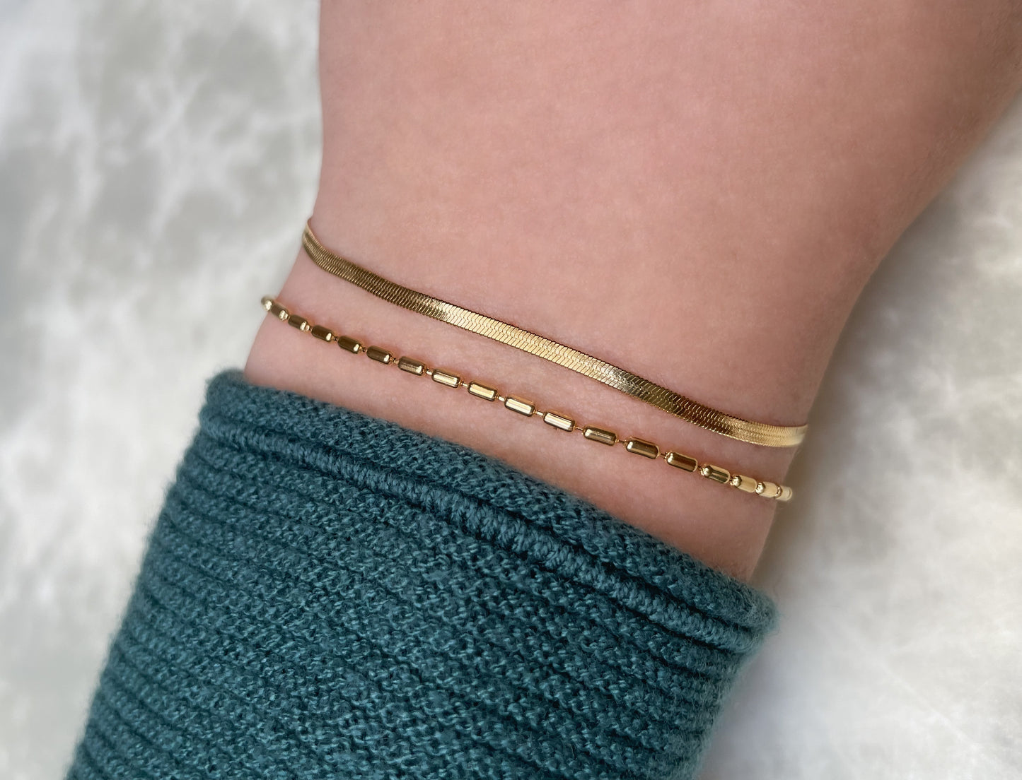 Duo Chain Herringbone Bracelet