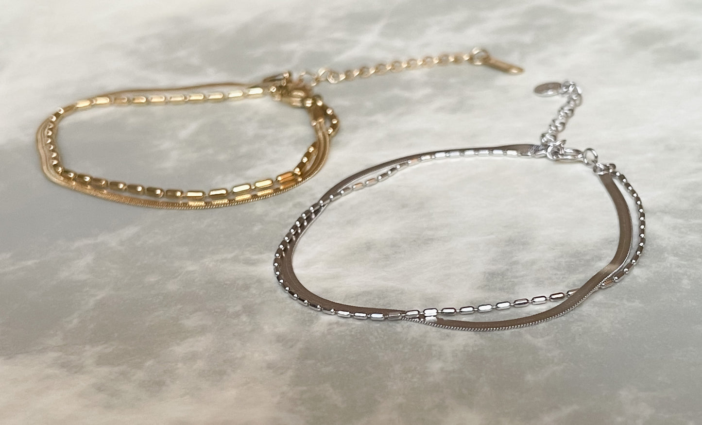 Duo Chain Herringbone Bracelet