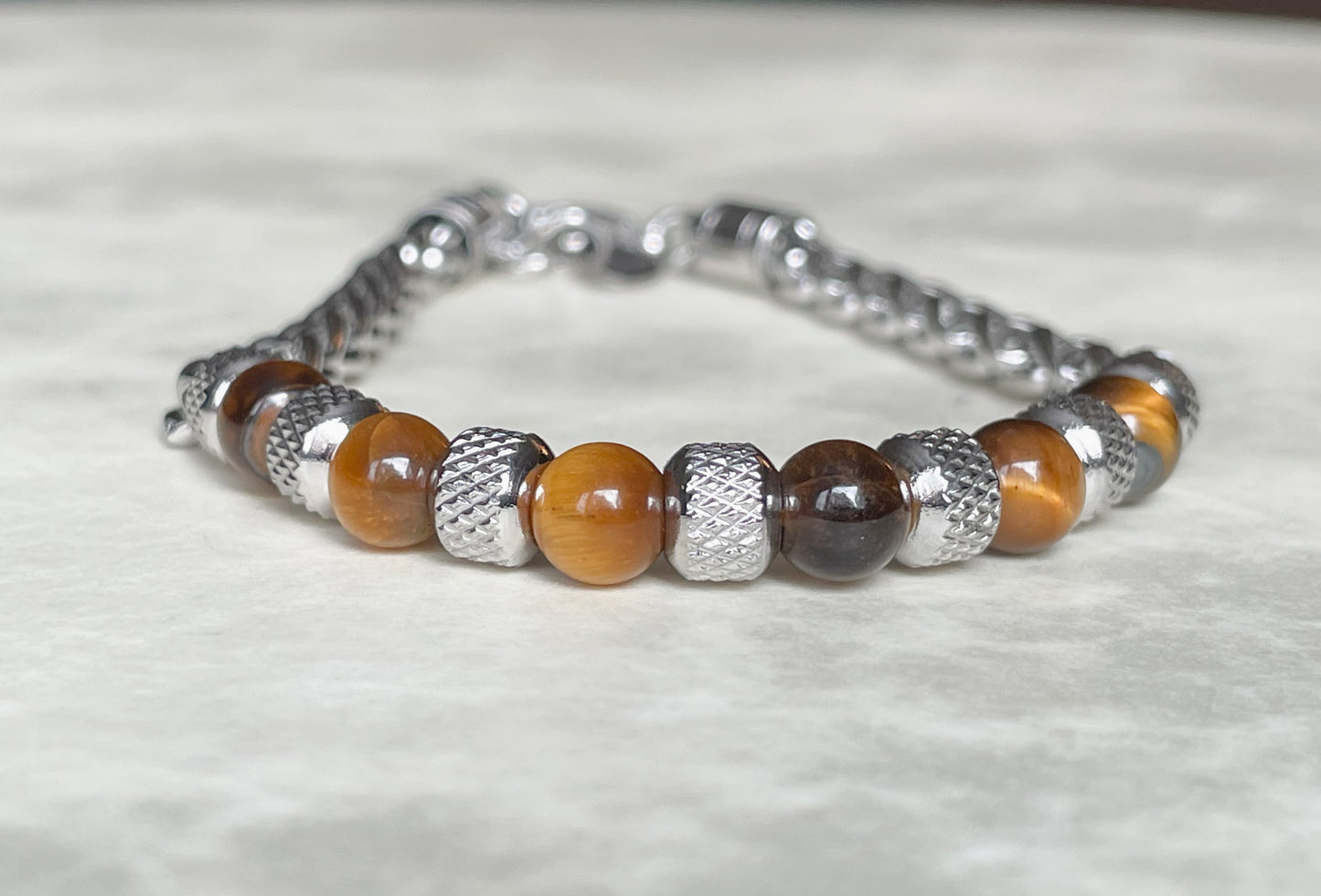 Men's Stainless Steel Gemstone Bracelet