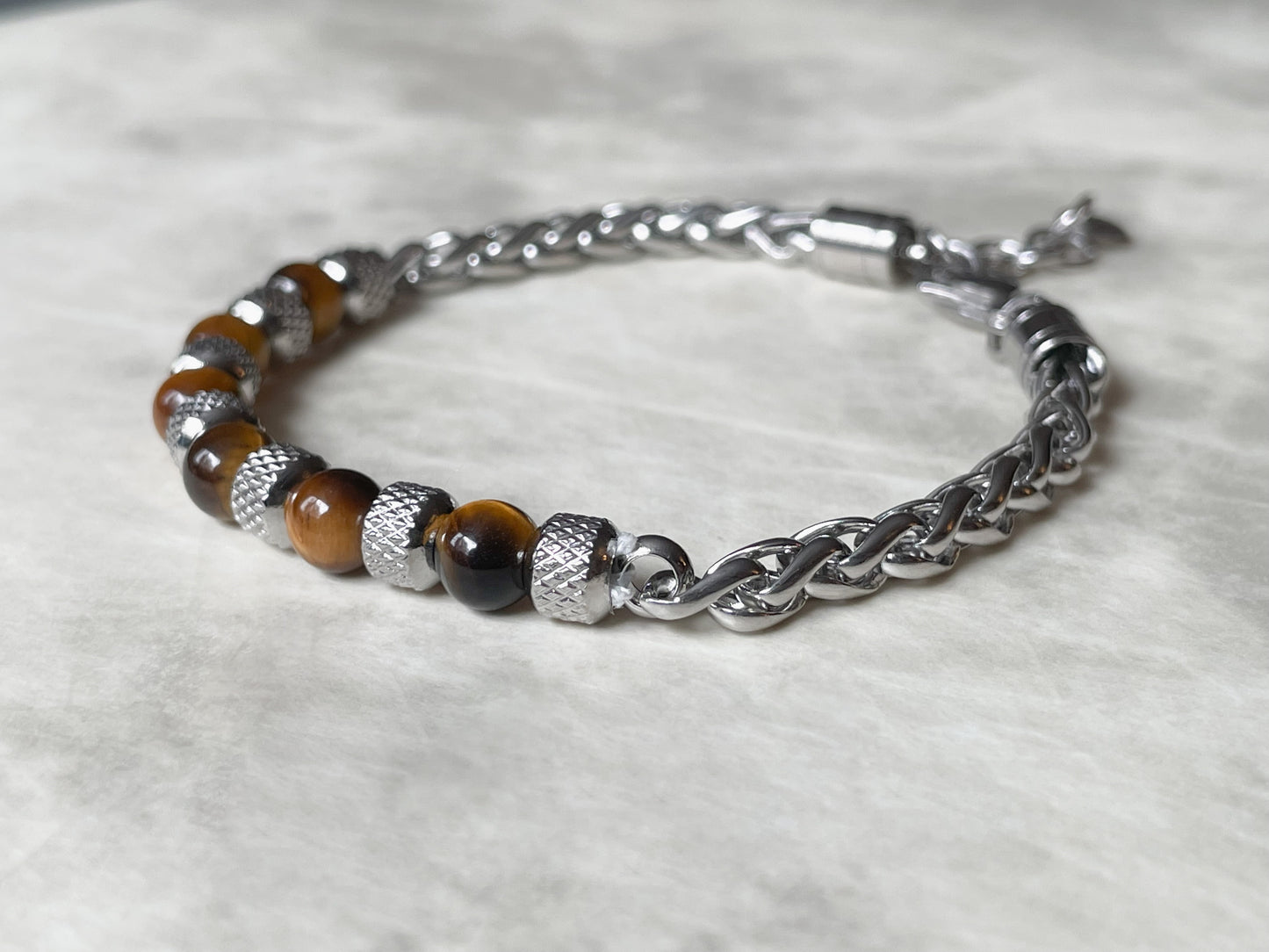 Men's Stainless Steel Gemstone Bracelet