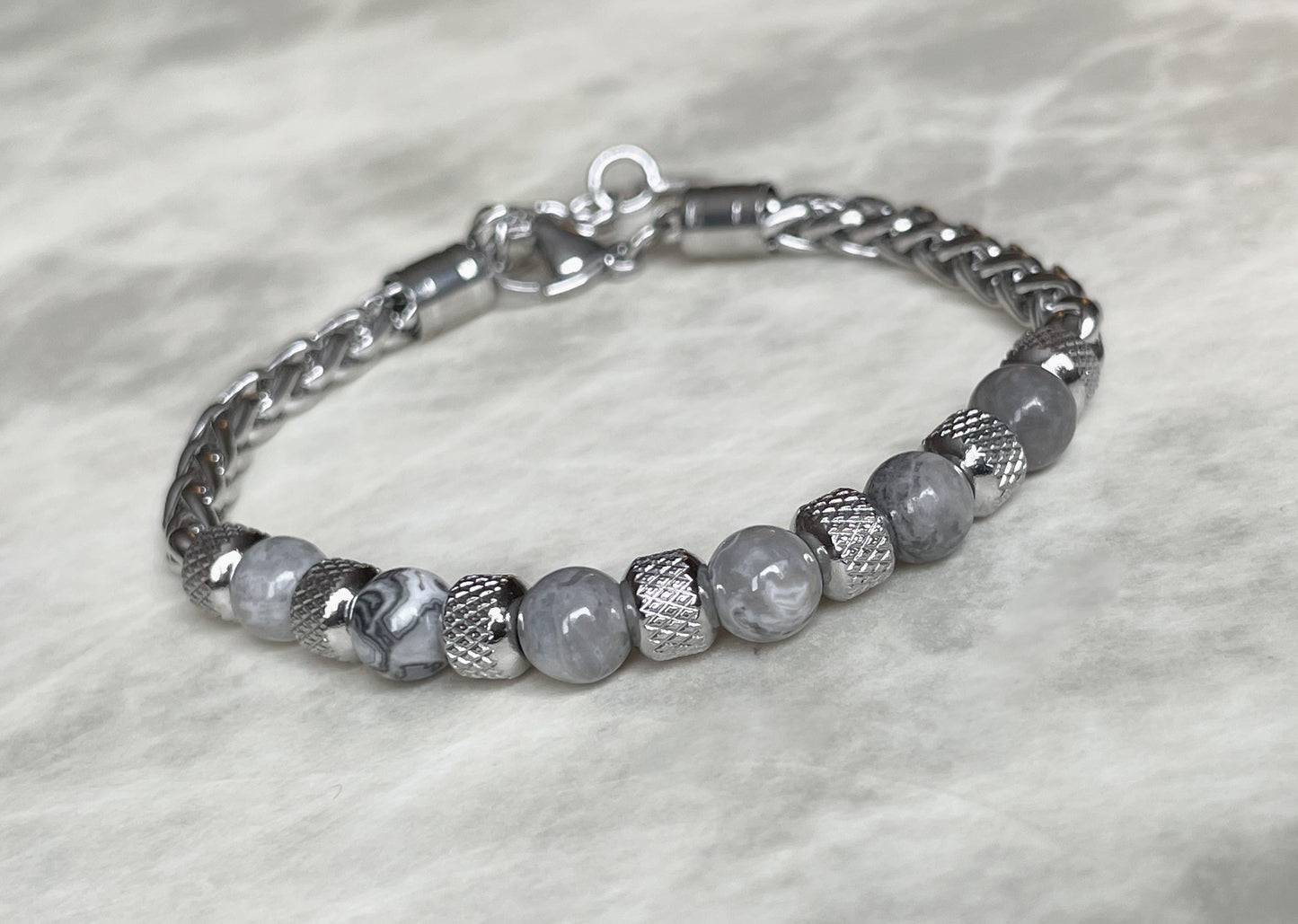 Men's Stainless Steel Gemstone Bracelet