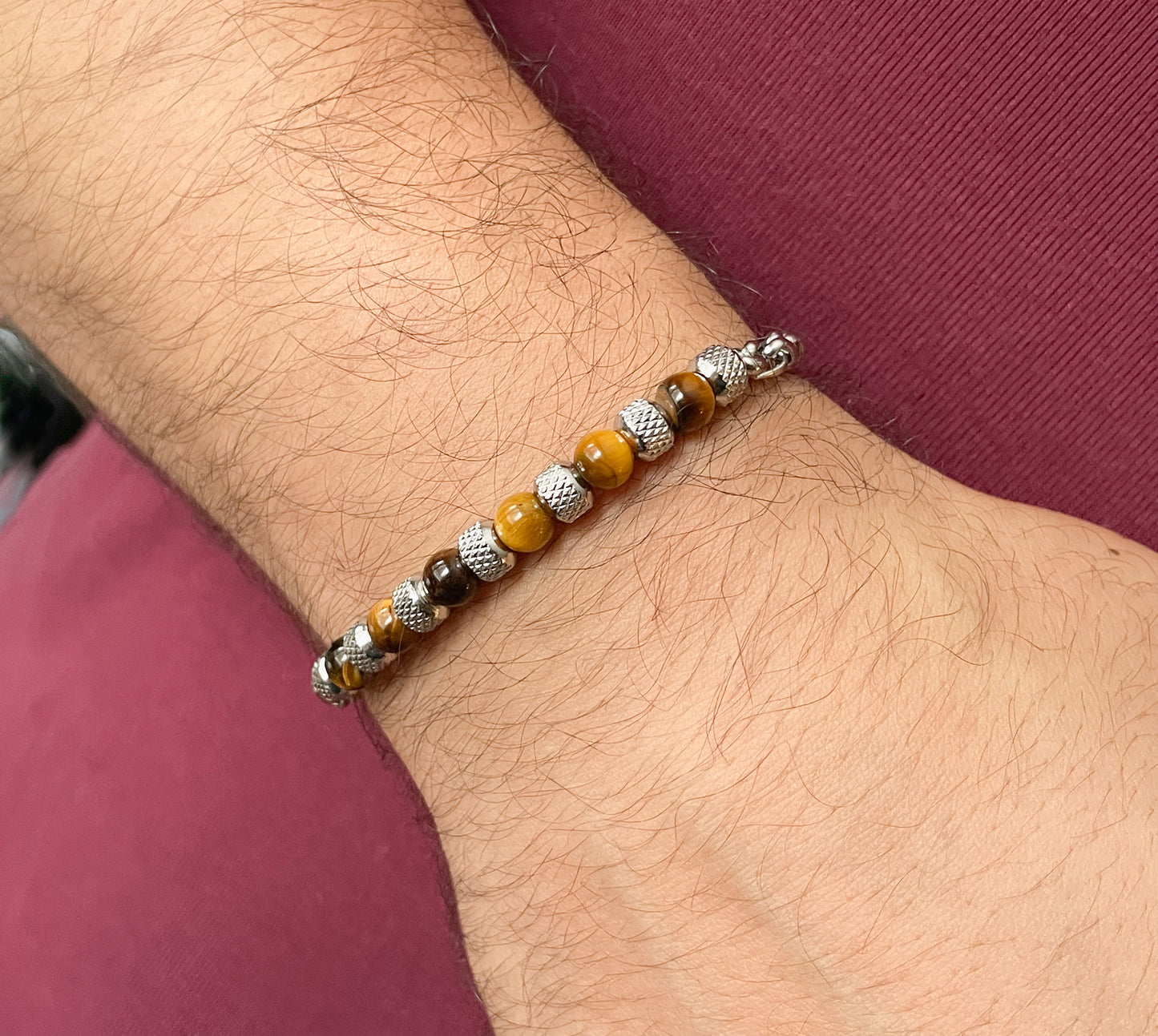 Men's Stainless Steel Gemstone Bracelet