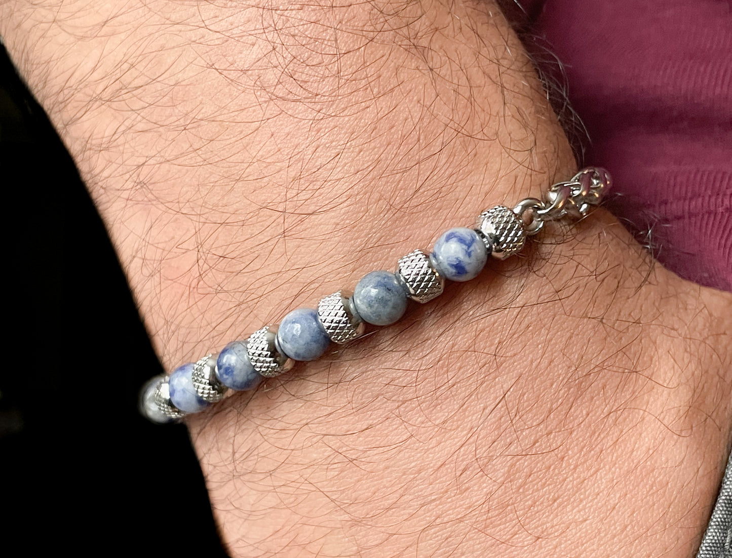 Men's Stainless Steel Gemstone Bracelet