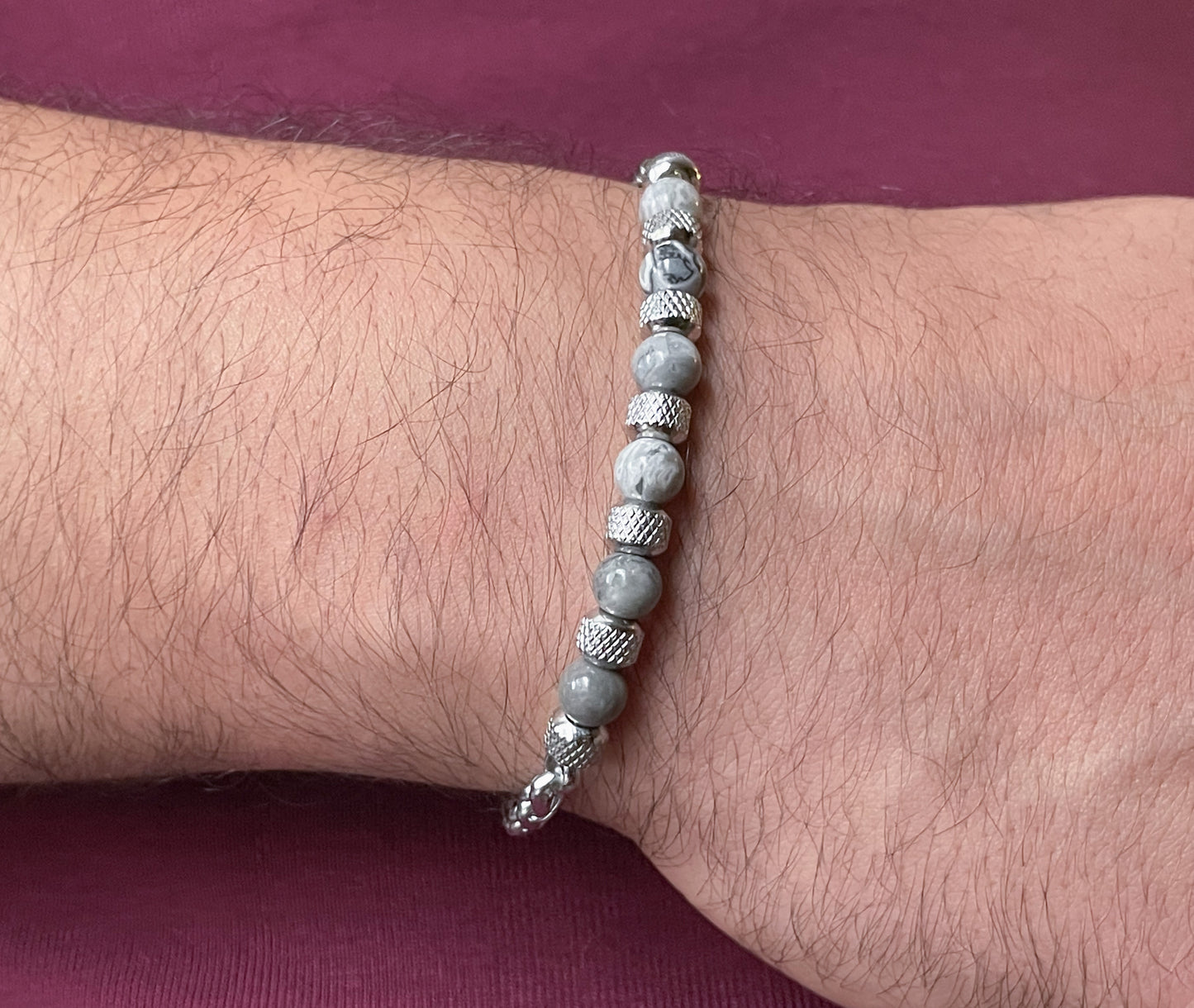 Men's Stainless Steel Gemstone Bracelet