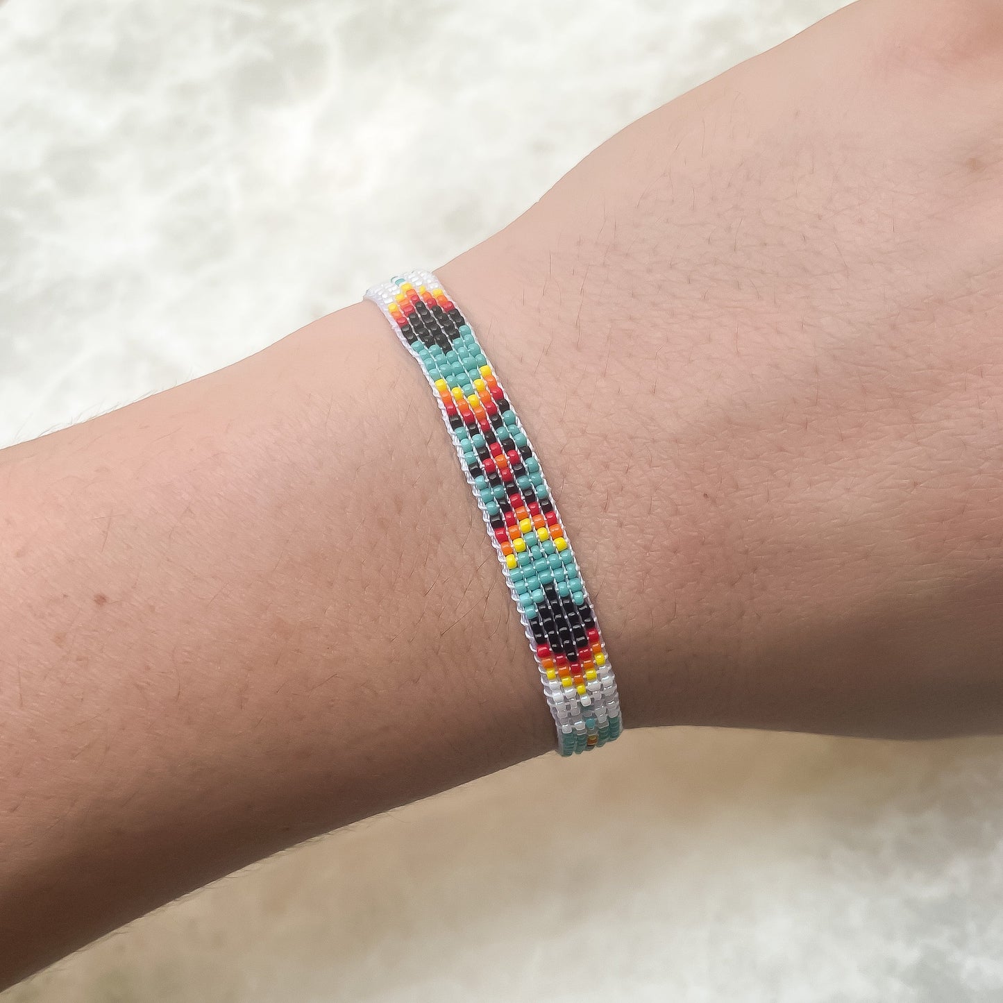 Handwoven Miyuki Bracelet, Boho Beaded Slider Bracelet