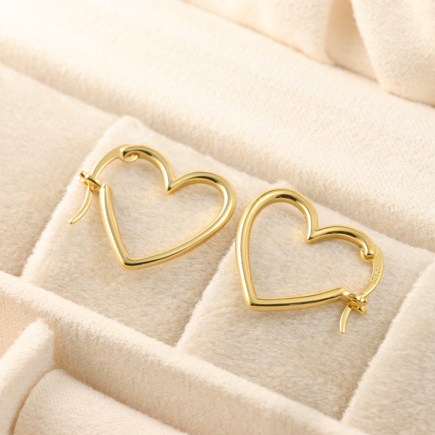 Sterling Silver Medium Sideways Heart Hoops