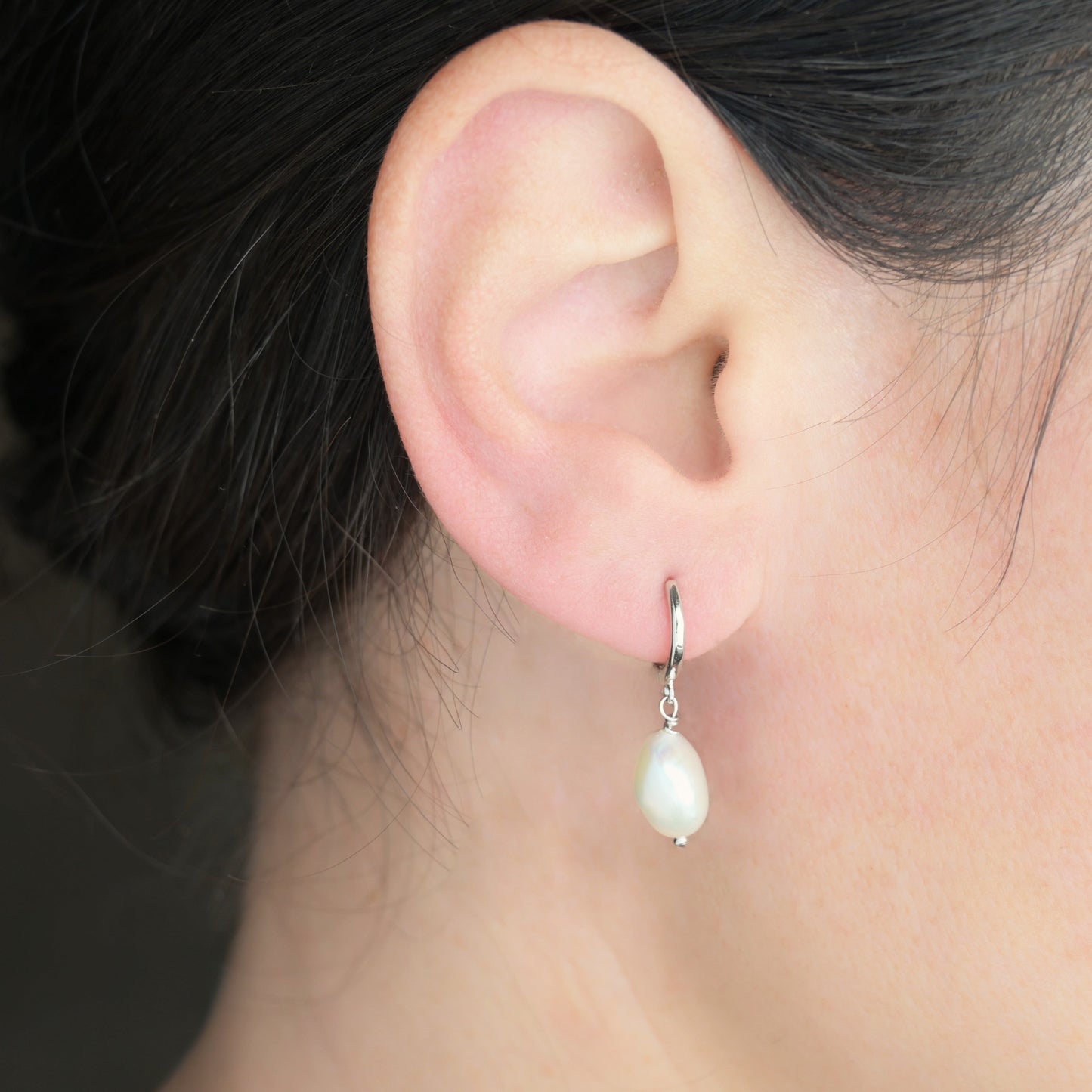 Silver Pearl Drop Earrings