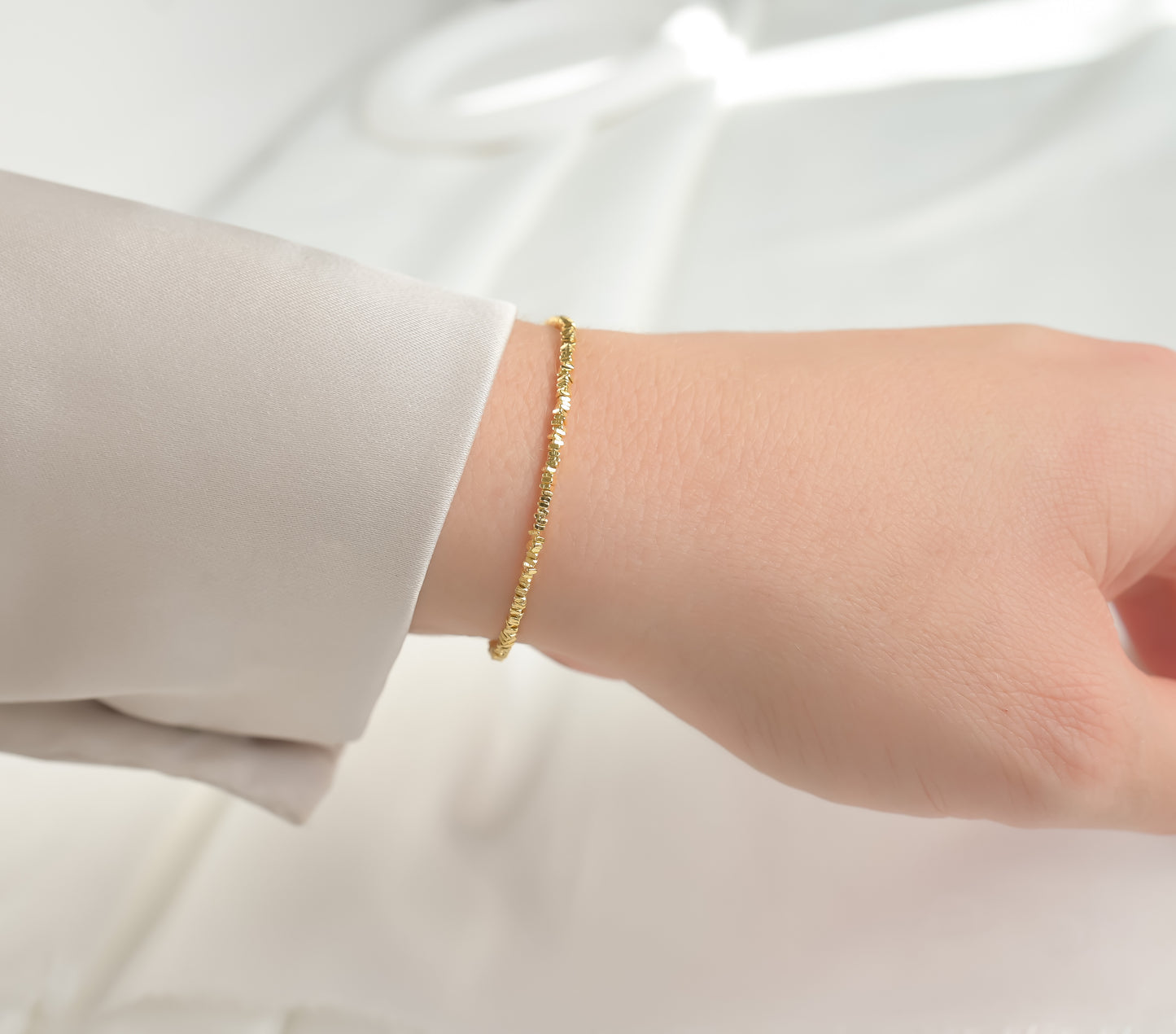 Solid Silver Bead Bracelet