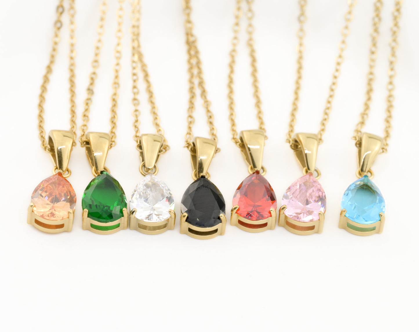 Pear Diamond Necklace - Birthstone Necklace