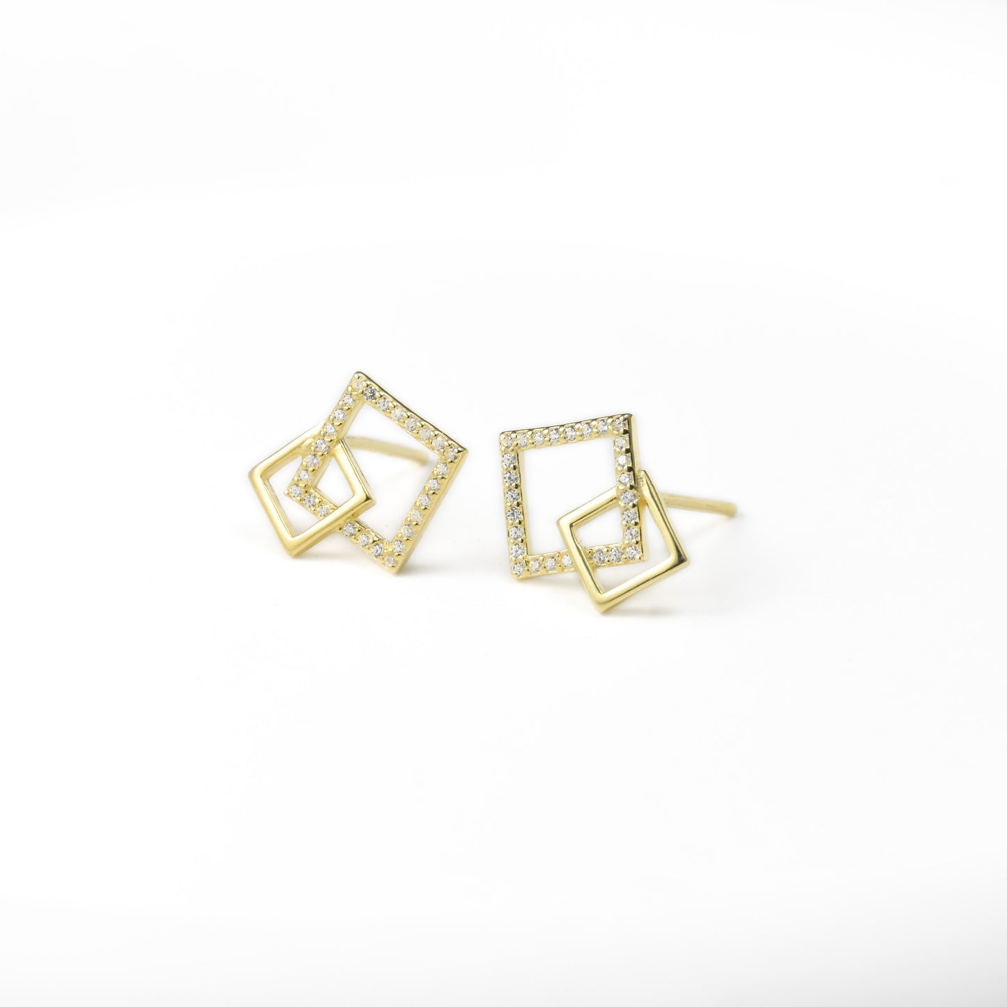 Silver Square Link Studs