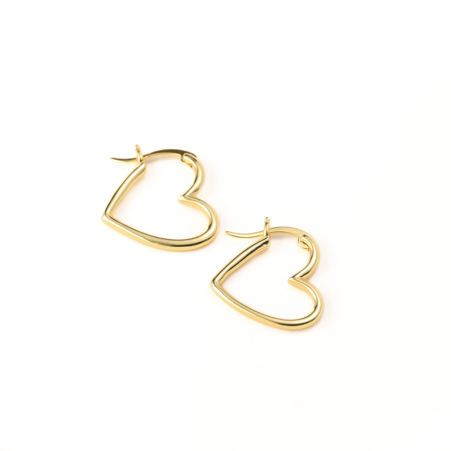 Sterling Silver Medium Sideways Heart Hoops