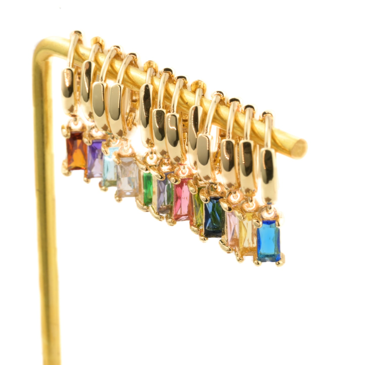 Baguette Birthstone Hoops