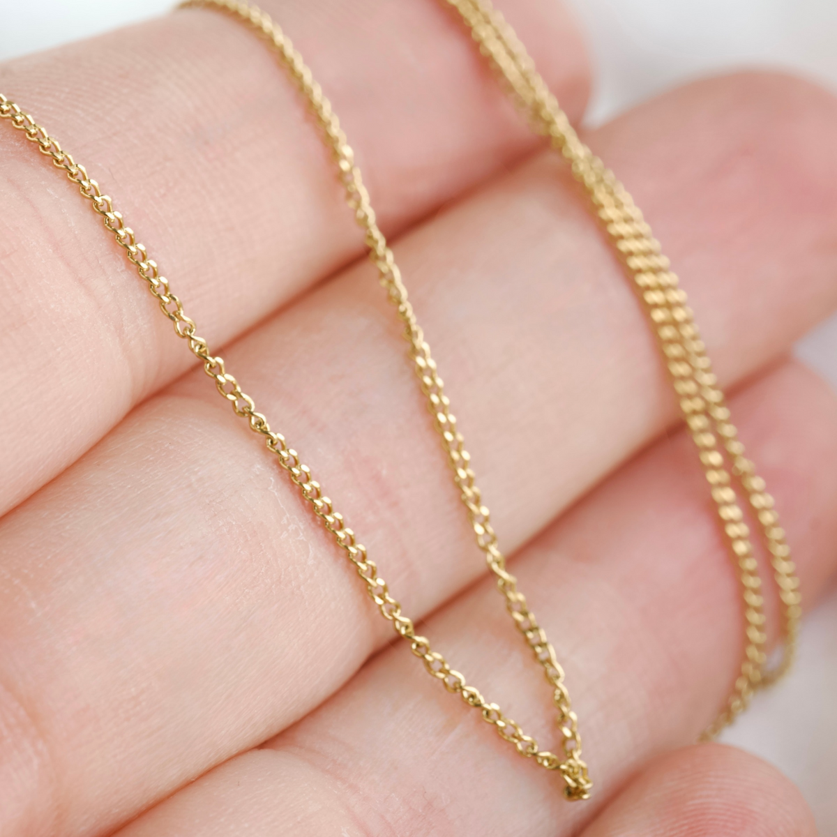 Ultra Thin Curb Chain Necklace - Stainless Steel