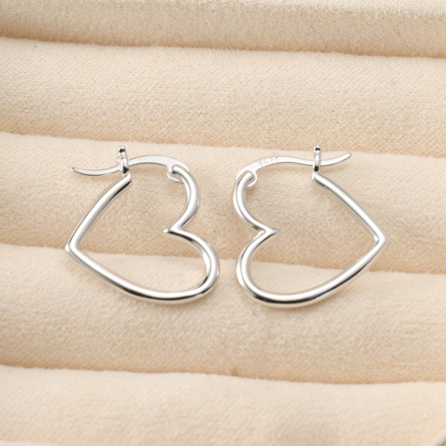 Sterling Silver Medium Sideways Heart Hoops